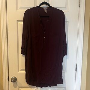 H&M Deep Burgundy Tunic Top